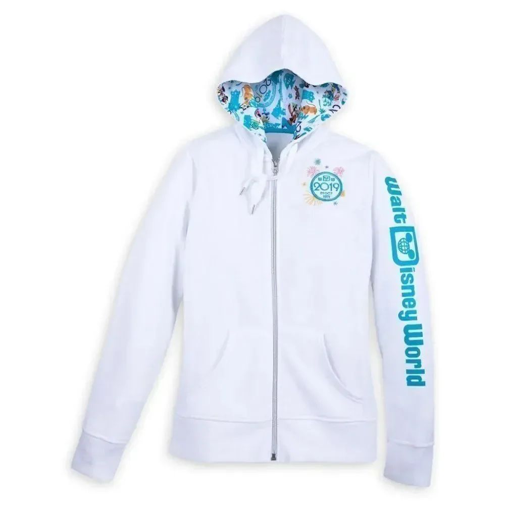 Disney Parks women’s 2019 white blue hoodie XS WDW